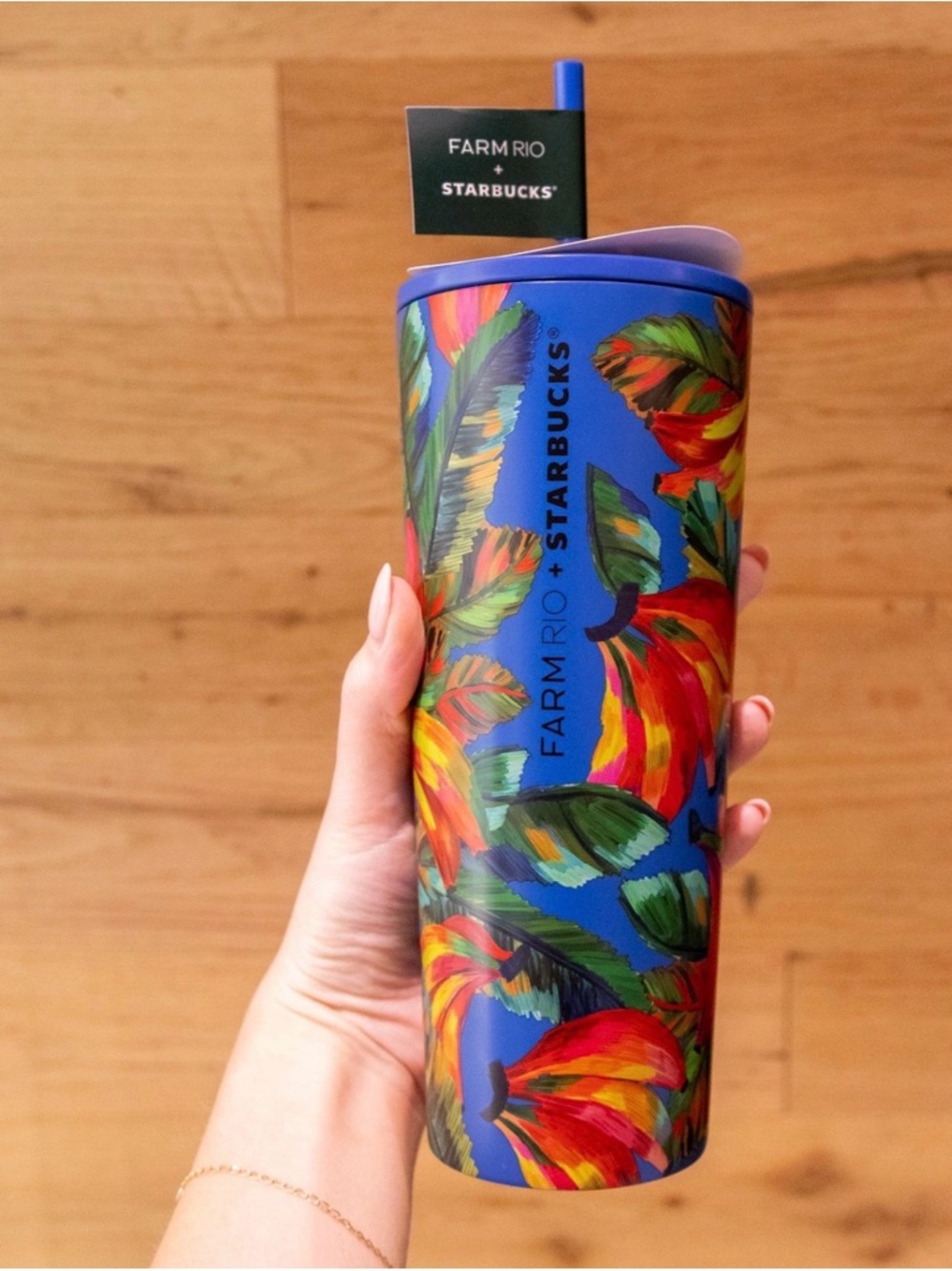 Farm Rio + Starbucks Blue Banana Mix Vibrant Stainless Cold Cup Tumbler 24 oz